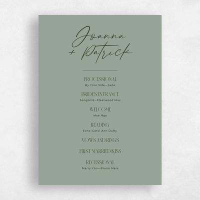 Sage, Green Wedding Program - Hannegan