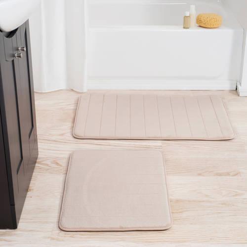Somerset Home 2-Piece Memory Foam Striped Bath Mat Set