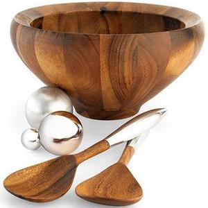 Nambe Yaro Medium Salad Bowl with Servers