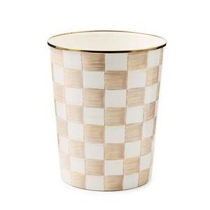 MacKenzie-Childs Mocha Check Waste Bin