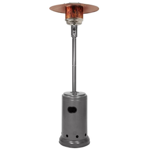 Amazon Basics 46,000 BTU Outdoor Propane Patio Heater with Wheels, Commercial & Residential, Slate Gray, with Water Tank, 32.1 x 32.1 x 91.3 inches (LxWxH)