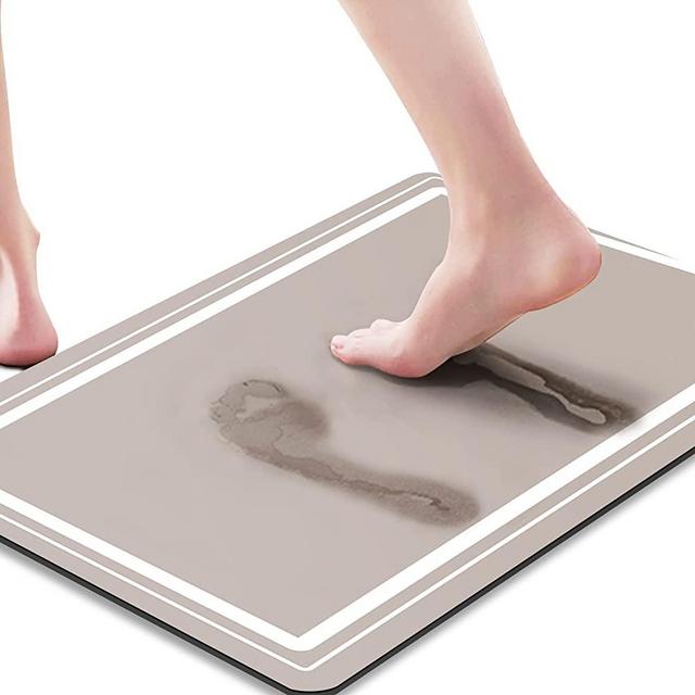 Thin Bathroom Rugs Fit Under Door, GOYLSER Non Slip Entry Rugs Bath Mat Rugs, Absorbent Flat Bath Mat Door Mat, Machine Washable Shower Mats Rugs, Soft Summer Bathroom Carpet Mat