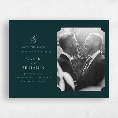 Dark Emerald, Green Wedding Save the Date - Twila Photo