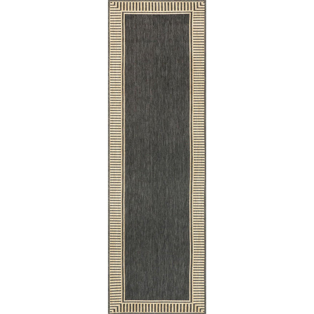 Nuloom Asha Simple Striped Indoor/Outdoor Area Rug, Runner 2' x 6', Dark Grey