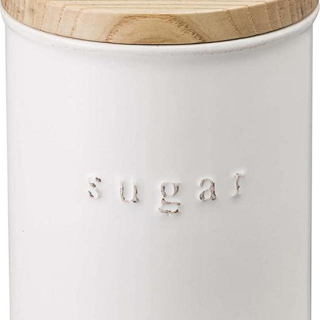 YAMAZAKI home Tosca Ceramic Canister – Dry Food Kitchen Storage Container Organizer, White
