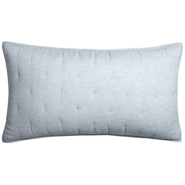 Chambray Belgian Flax Linen Tufted Quilted Shams, King, Set of 2