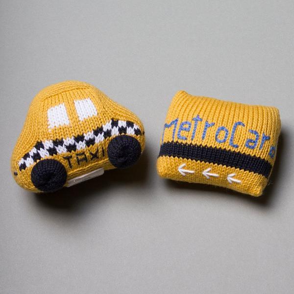 Organic Baby Toys Gift Set - NYC Taxi & MetroCard Rattles
