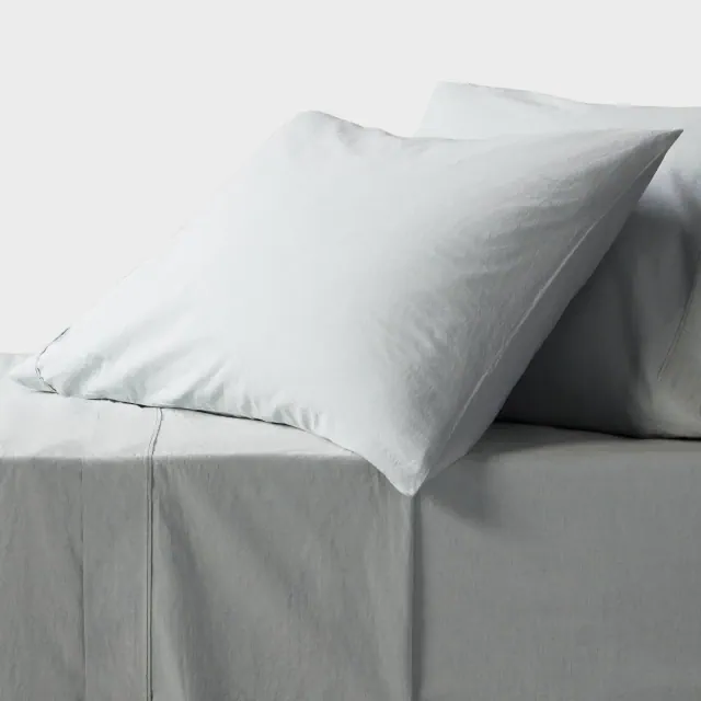 Twin/Twin XL 250 Thread Count Organic Percale Sheet Set Blue Chambray - Threshold™: GOTS & OEKO-TEX Certified, Includes 3pc