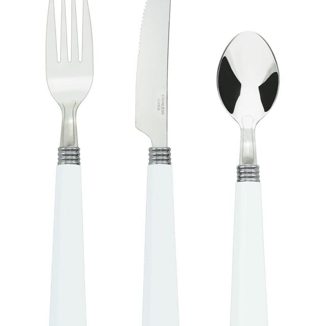 Bon Halter 12-Piece Stainless Steel Flatware Silverware Cutlery Set - White, Include Knife/Fork/Spoon, Dishwasher Safe, Service for 4
