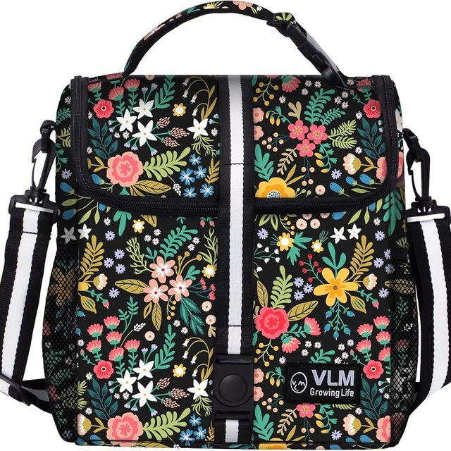 VLM Lunch Box for Women, Insulated Lunch Bag Women with Adjustable Shoulder Strap, Cute Lunch Tote Bag for Work,Picnic,Camping