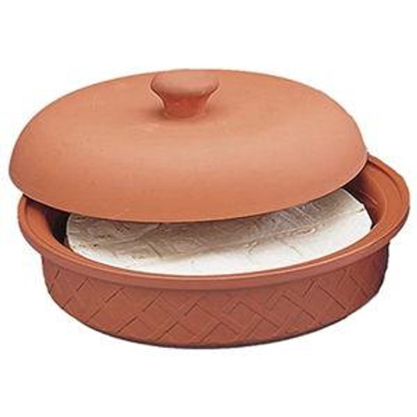 Fox Run Terracotta Tortilla Warmer with Glazed Interior, 8" x 8" Oven Safe and Microwaveable Tortilla Holder