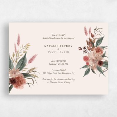 Linen, Beige Wedding Invitation - Monahan Landscape