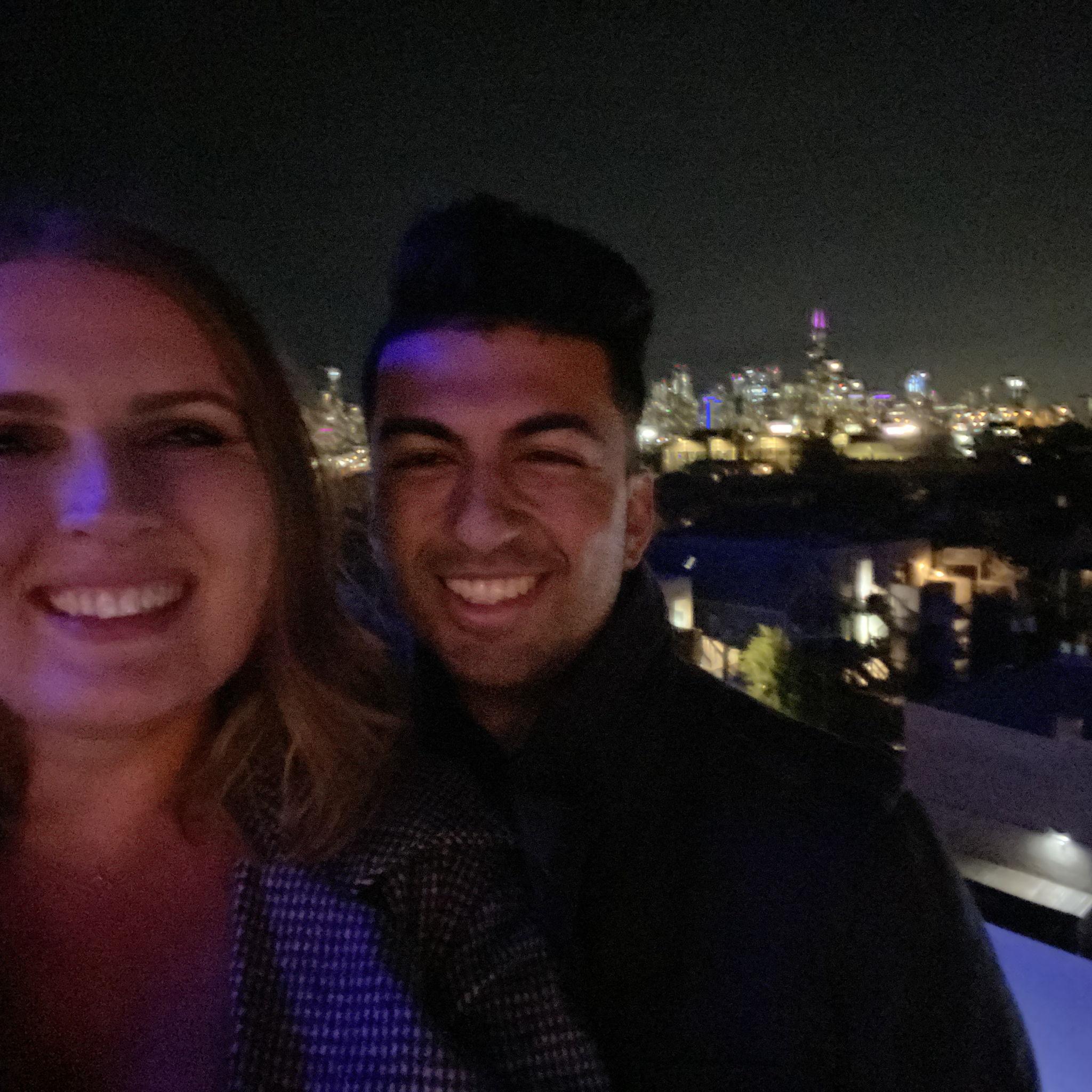 September 2022: our first ever picture together at Kennedy Rooftop.