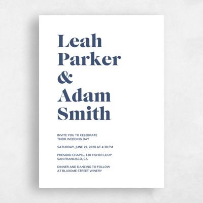 Navy, Blue Wedding Invitation - Everett Type Letterpress