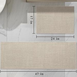 YIHOUSE Beige Bathroom Rug Sets 2 Piece, Absorbent Bath Mat for Bathroom Non Slip Washable, Bath Room Mat Quick Dry, Thin Bath Rug Set for Toilet and Floor(17"x24"+17"x47")