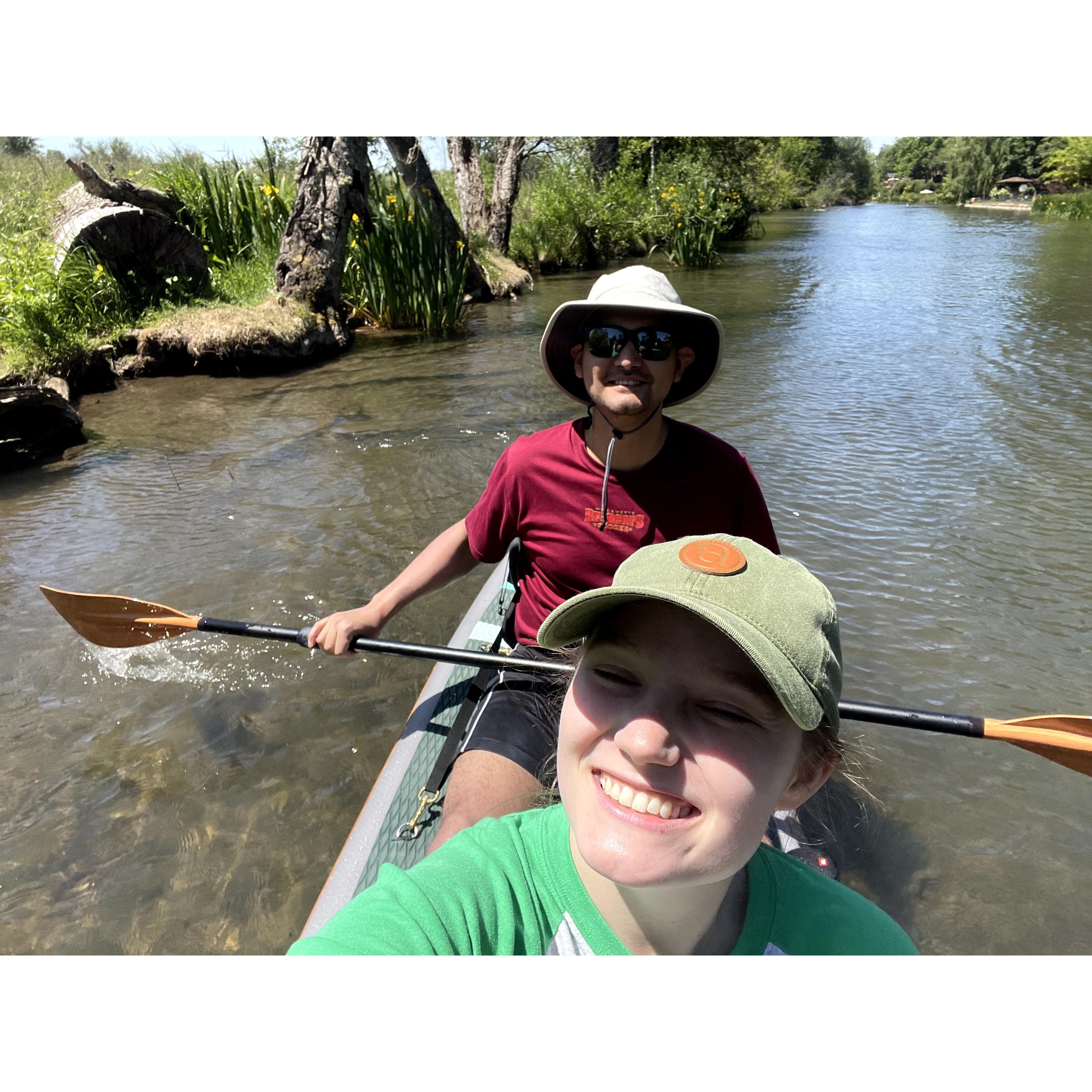 Testing out the new paddleboard- not pictured: Rosie on the bow!