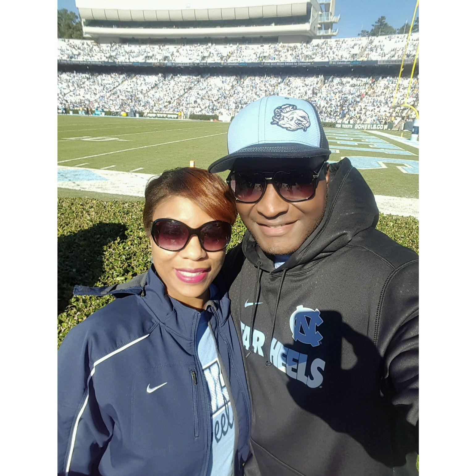 Attending UNC-CH football game. TAR-HEELS!!!