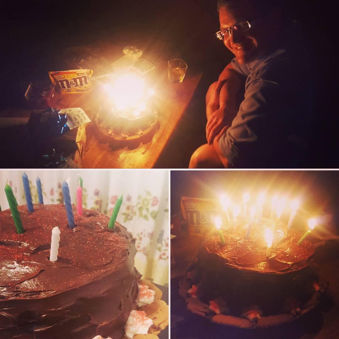 Celebrating Jack's 30th Birthday with a homemade chocolate fudge cake - August 2017