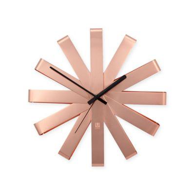 Umbra Ribbon Stainless Steel Wall Clock in Copper