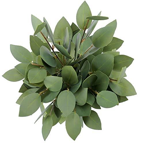 Greentime 8 Pack Artificial Greenery Stems Faux 13 Inches Greenery Eucalyptus Heart-Shaped Leaves for Bridal Wedding Bouquet Table Centerpiece Party Decor