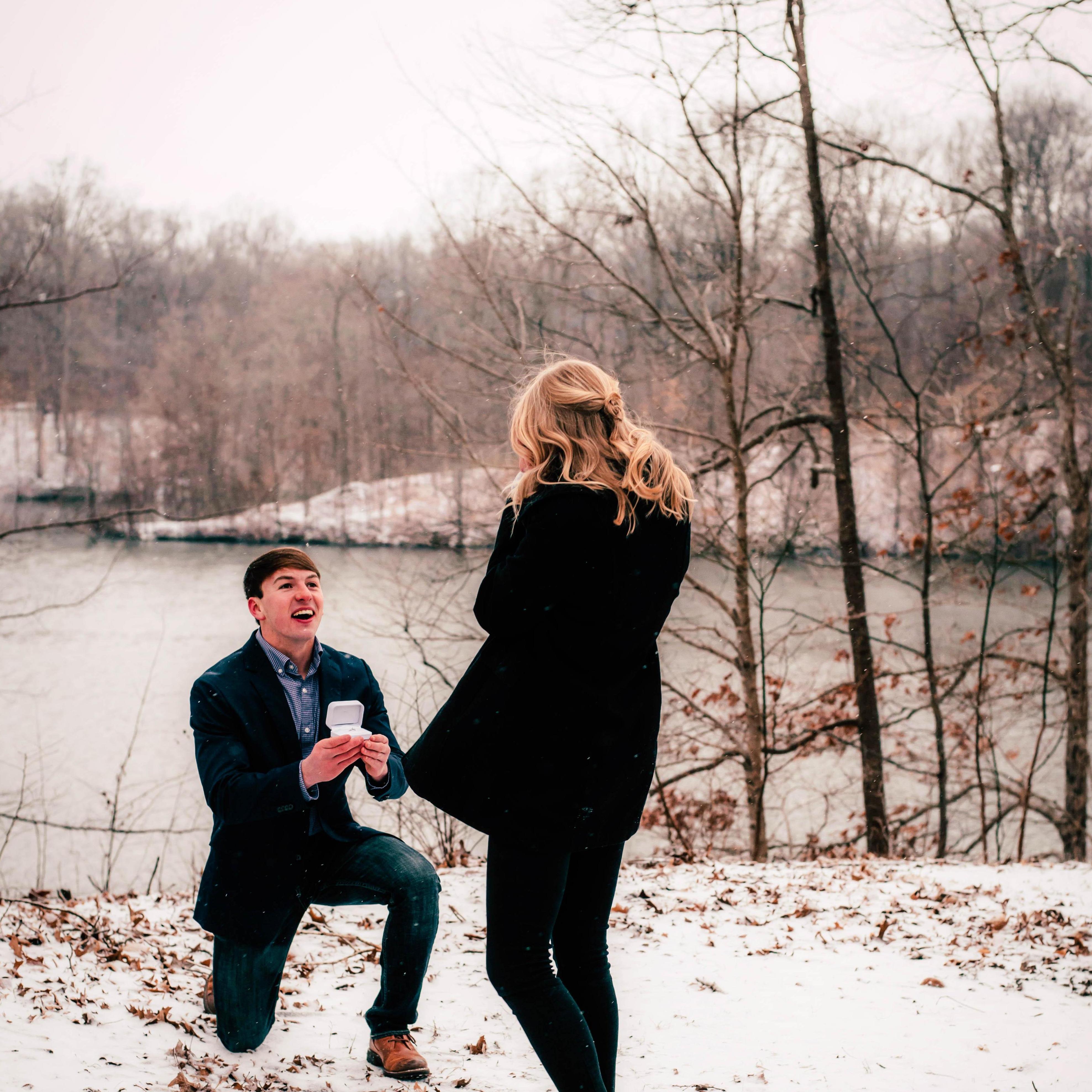 A surprise winter engagement.