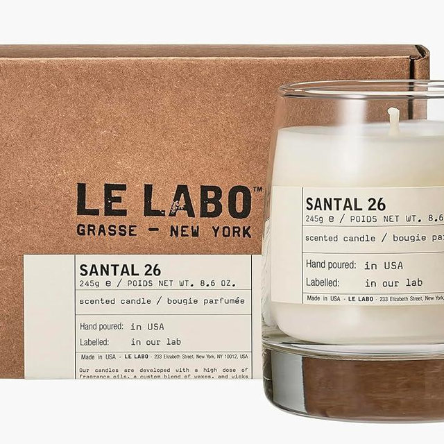 LE LABO Santal 26 Scented Candle 245 Grams 8.6 Ounce Glass jar Boxed Made in USA, Cream