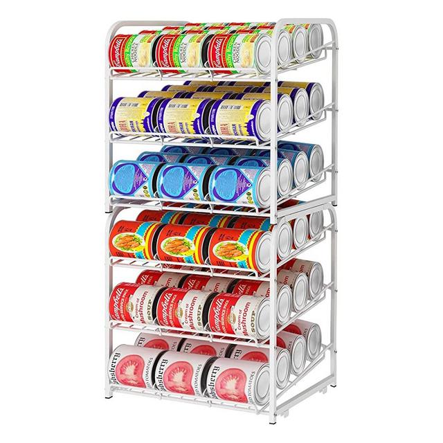 AIYAKA 3 Tier Stackable Can Rack Organizer,for food storage,kitchen cabinets or countertops,Storage for 36 cans,2-piece,White
