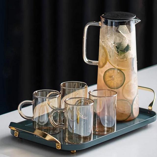 Amber Pitcher and Cup Set