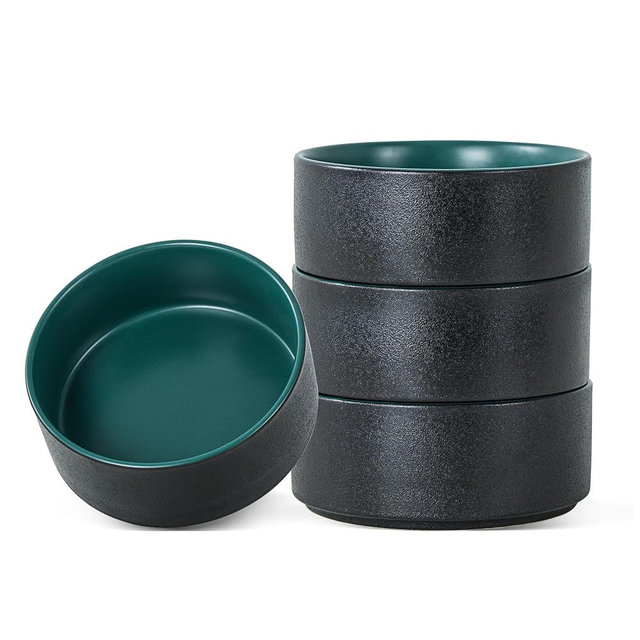Shrynxal 26 OZ Cereal Bowl, 6 Inch Ceramic Bowls Sets for 4, Suitable for Breakfast, Soups, Oatmeal, Ramen, Pho, Udon and Ssoba, Dishwasher & Microwave Safe, Handcrafted Bowls Sets,Modern Green