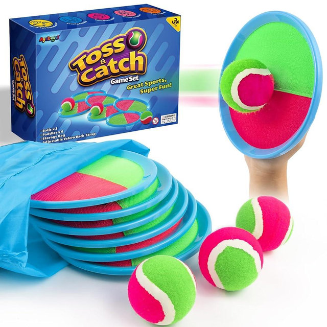 Ayeboovi Kids Toys Toss and Catch Ball Set with 6 Paddles 3 Balls Outdoor Games for Kids Beach Pool Yard Games Toys for 3-12 Years Old Boys Girls Kids Adults Family Birthday Gift Stocking Stuffers