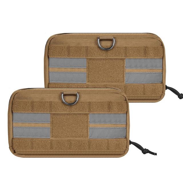 OneTigris Service Dog Harness Molle Saddle Bag, Large Tactical Add-on Pouches for Treats, Poop Bags, Toys Dog Backpack, 9.3”*5” (Brown)