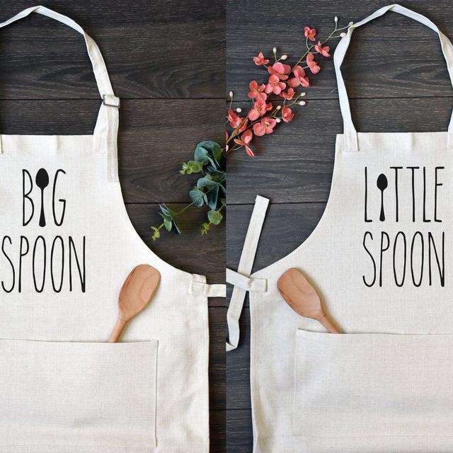 His and Hers Linen Kitchen Aprons, Funny...
