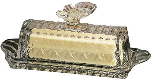 Circleware 66709 Glass Butterfly Butter Lid, Multi-Purpose Preserving Serving Dessert Dish Tray Bowl, Home & Kitchen Glassware for Cream Cheese, Cake, Candy, Food, Best Gifts, 8.25x3.25, Clear