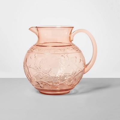 3qt Plastic Floral Embossed Beverage Pitcher Pink - Opalhouse™