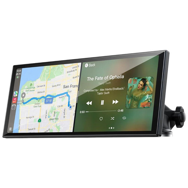 LAMTTO 9.26" Wireless CarPlay Screen for Car - Apple CarPlay & Android Auto Touchscreen, 1600x600 HD IPS Display, Plug & Play, OTA Updates, Waterproof Backup Camera & Screen Mirroring