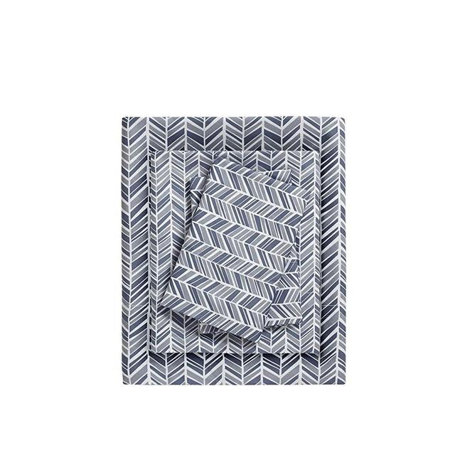 Madison Park Essentials Sheet Set Printed Ultra Soft, Queen, Navy