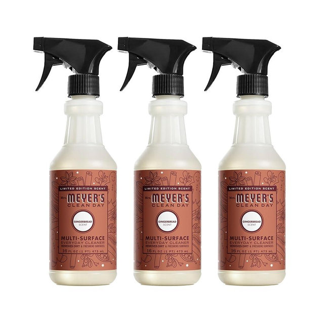 Mrs. MEYER'S CLEAN DAY Multi-Surface Everyday Cleaner, Limited Edition Gingerbread Scent, 16 Ounce Bottle (Pack of 3)