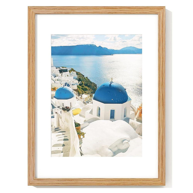 Axeman 12x16 Picture Frame with Mat for 8.5x11, Solid Oak Wood Frame w/Tempered Real Glass, Wooden Certificate Document Frame Horizontal and Vertical Formats for Wall with Wall Hook Included, Natural