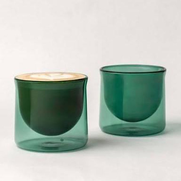 FLUR Latte Glass (Set of 2): 7 oz. (Teal)