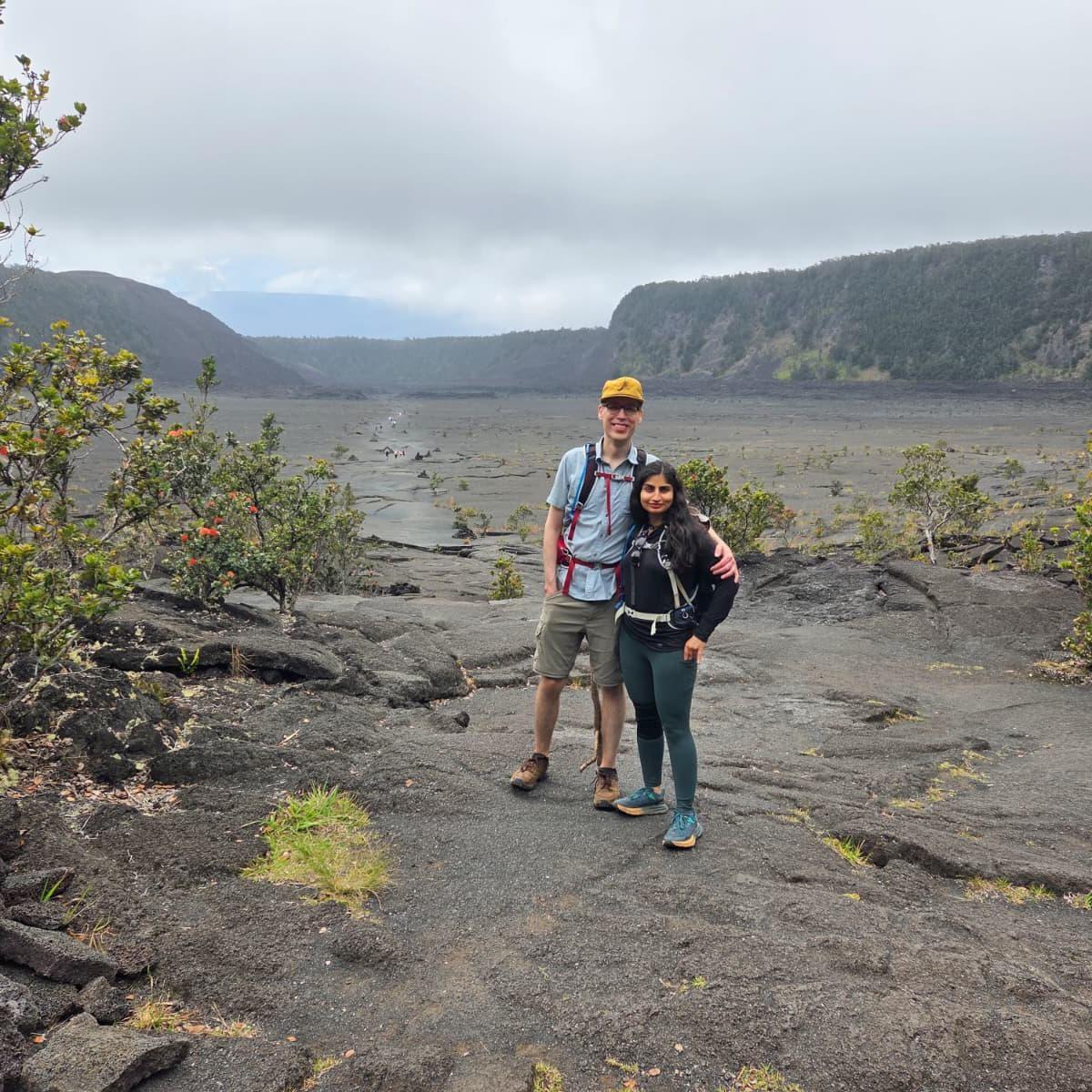 Walking across a cooled lava lake at the Kīlauea Iki Trail... one of Troy's favourites hikes ever!