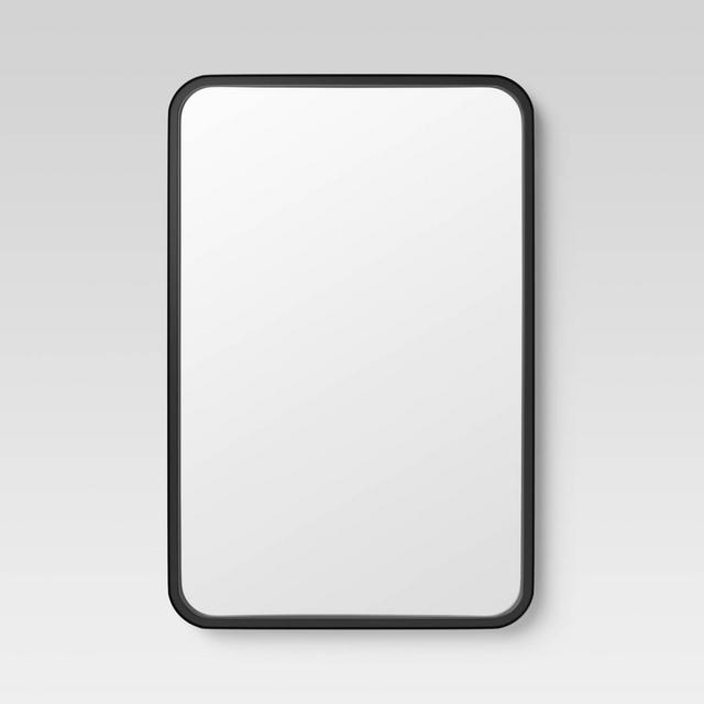 24" x 30" Rectangular Decorative Wall Mirror with Rounded Corners Black - Project 62™