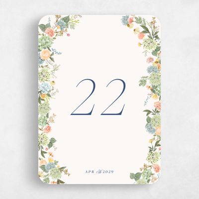 Beige Rounded Wedding Table Number - Rosamund
