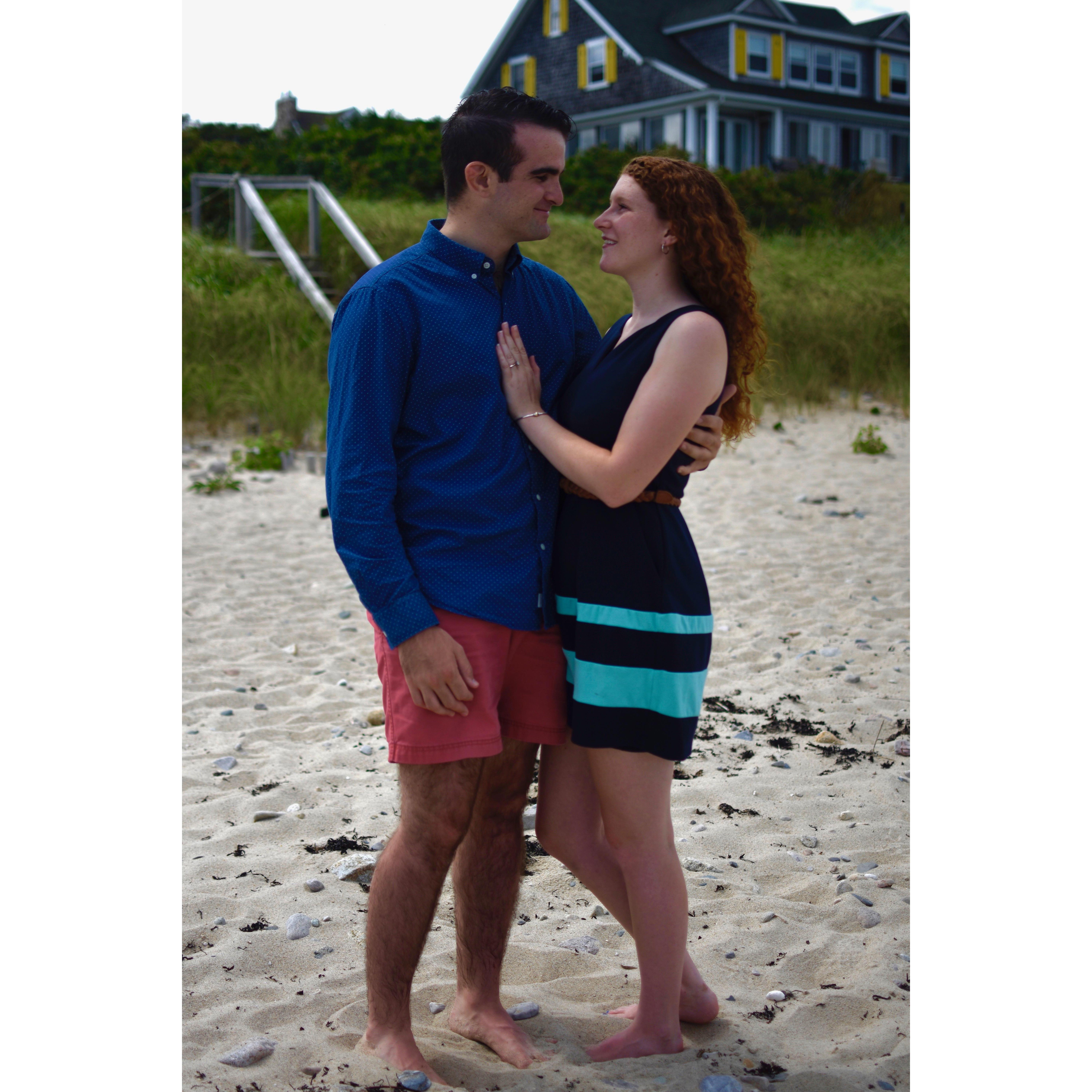 Engagement photos on Sagamore Beach