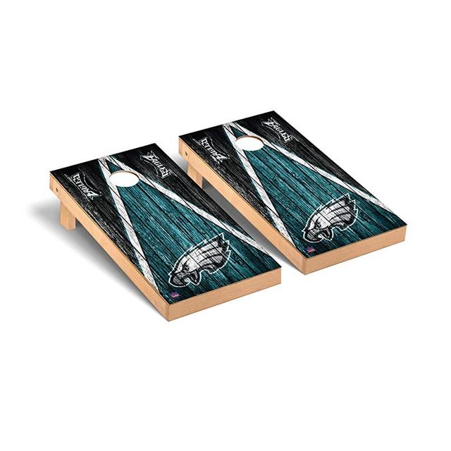 Victory Tailgate Regulation NFL Triangle Weathered Series Cornhole Board Set - 2 Boards, 8 Bags - All NFL Teams Available