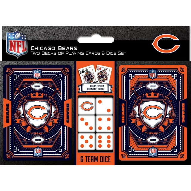 MasterPieces Officially Licensed NFL Chicago Bears 2-Pack Playing cards & Dice set for Adults