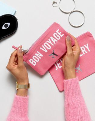 Crazy Haute Travel Pouch Set With Bon Voyage And Jewelry Logo