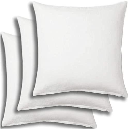 Set of 3 - Pillow Insert 28x28 Decorative Throw Pillow Inserts - Euro Sham Stuffer for Sofa Bed Couch Square White Form 3 Pack - Hypoallergenic Machine Washable and Dry Polyester - Made in USA