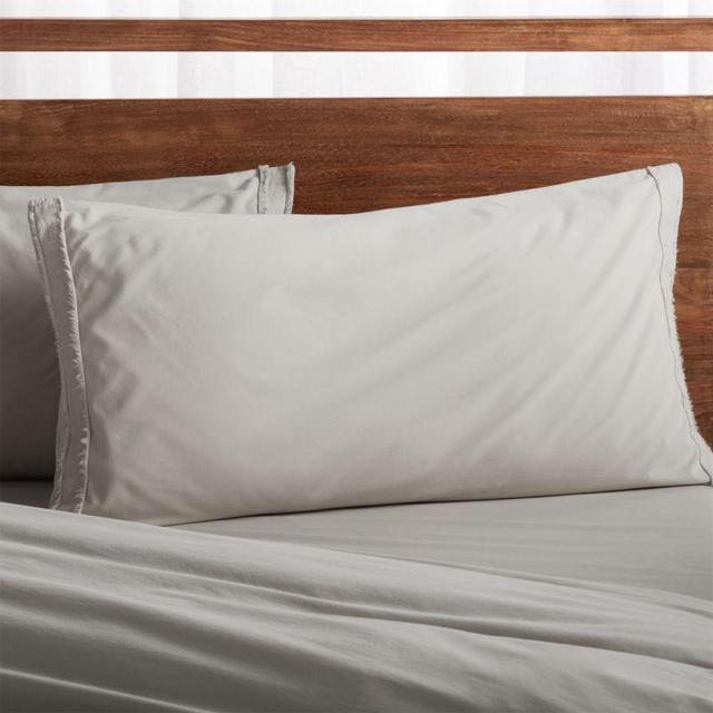 Washed Organic Cotton Grey King Pillow Sham