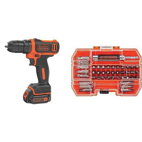 BLACK+DECKER 12V MAX Cordless Drill/Driver (BDCDD12C) with BLACK+DECKER BDA42SD 42-Piece Standard Screwdriver Bit Set