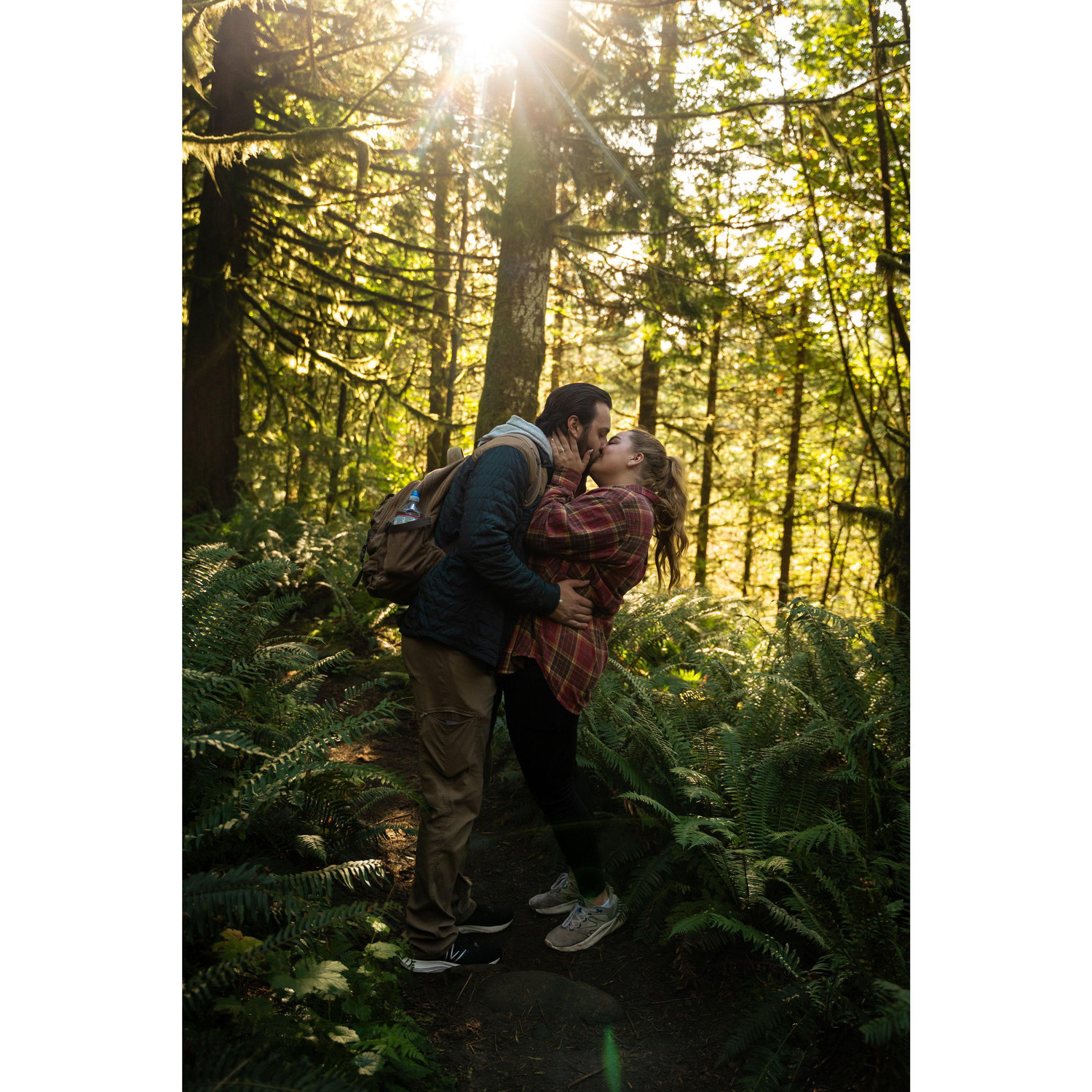 Us hiking after our wedding ceremony Racehorse Falls in Deming, WA